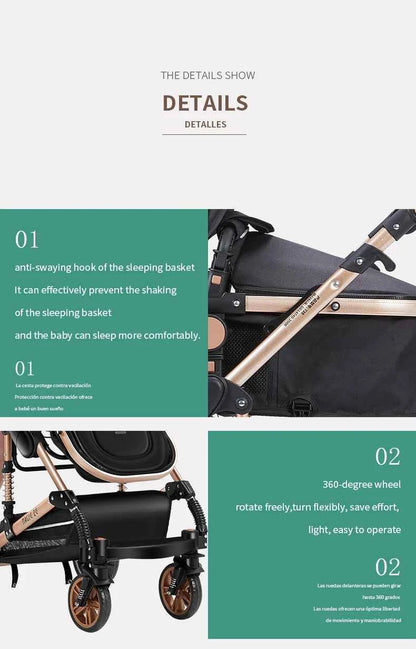 Cochecito Bebé 3 en 1 Recién Nacidos Ligero Plegable - Capazo Silla Coche Viaje