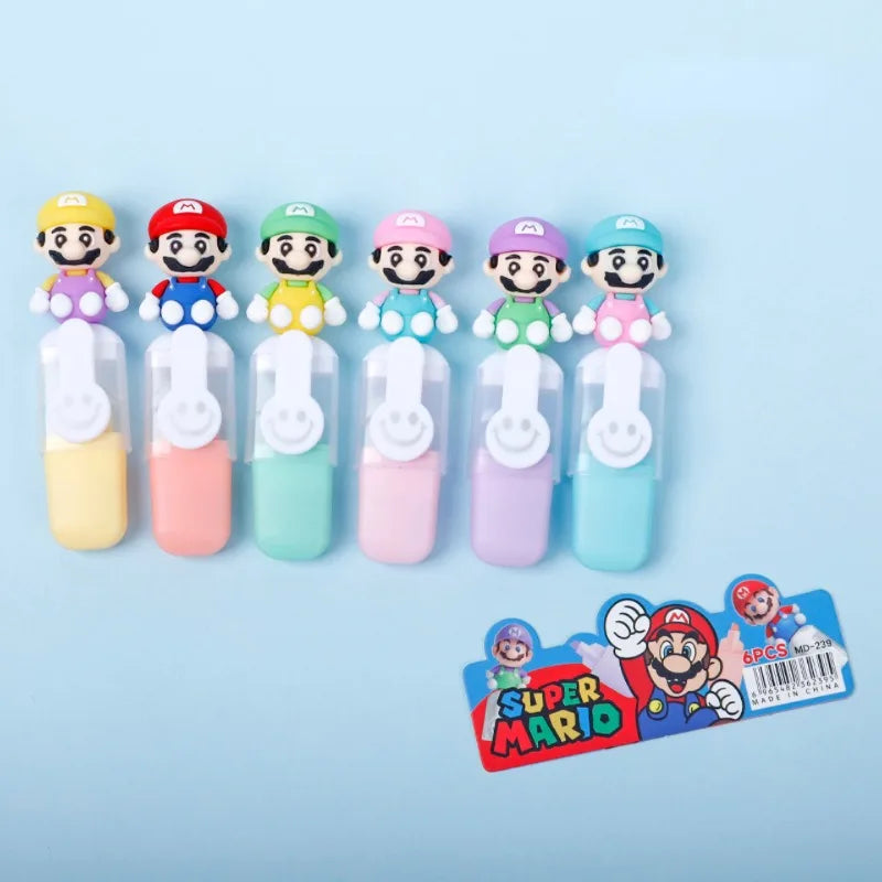 Rotuladores Super Mario Bros 6 Piezas - Marcadores Niños Vuelta al Cole - Huellitas de Vida