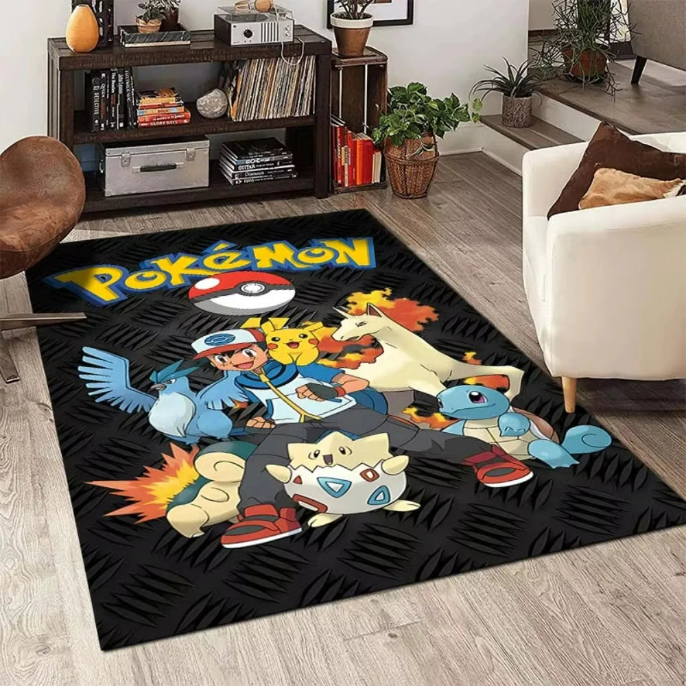 Alfombra Pokémon Pokeball 40x60cm - Tapete Niños Pikachu Habitación Sala Juegos Decoración - Huellitas de Vida