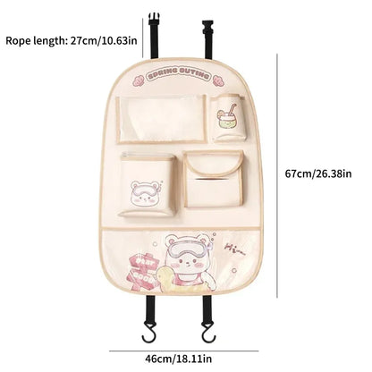 Organizador Asiento Trasero Coche Bebé - Protector Anti-Patadas Almacenamiento Dibujos Animados - Huellitas de Vida
