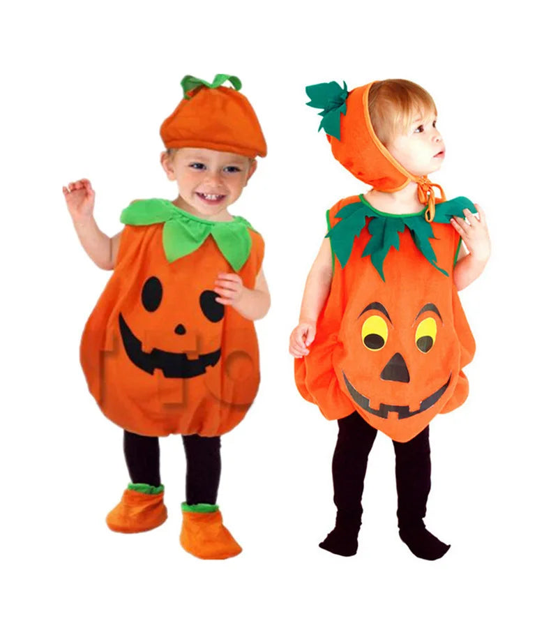 Disfraz Calabaza Niños Halloween - Costume Cosplay con Gorro Fiesta Infantil - Huellitas de Vida