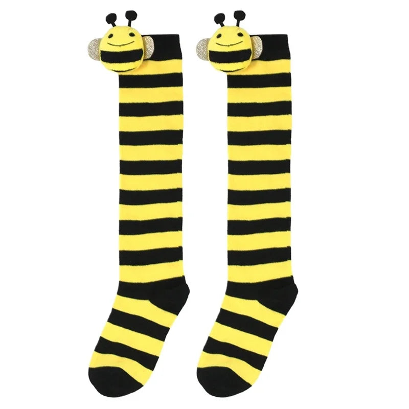 Calcetines Halloween Niña - Medias Altas Rayadas Disfraz Abeja 7-12 Años - Huellitas de Vida