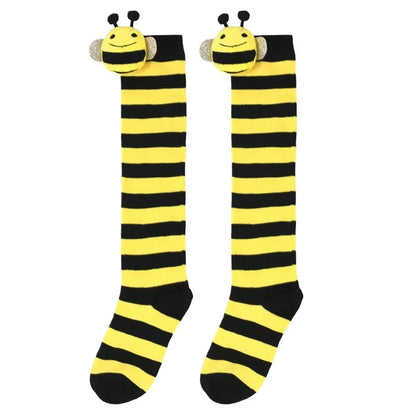 Calcetines Halloween Niña - Medias Altas Rayadas Disfraz Abeja 7-12 Años - Huellitas de Vida