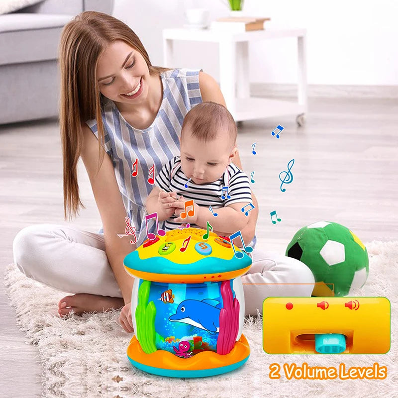 Proyector Oceánico Musical Bebé 1-3 Años - Juguete Sensorial Montessori Luces Rotatorias Educativo - Huellitas de Vida