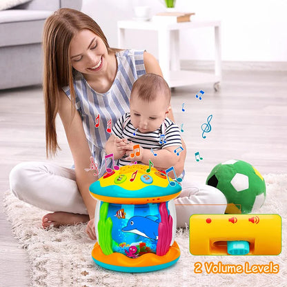 Proyector Oceánico Musical Bebé 1-3 Años - Juguete Sensorial Montessori Luces Rotatorias Educativo - Huellitas de Vida