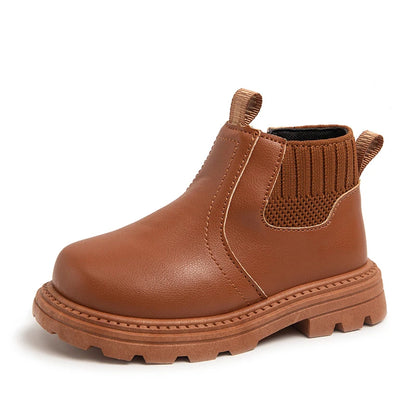 Botas Cuero Niños Estilo Británico - Botines Cremallera Lateral Moda Retro Primavera Otoño - Huellitas de Vida