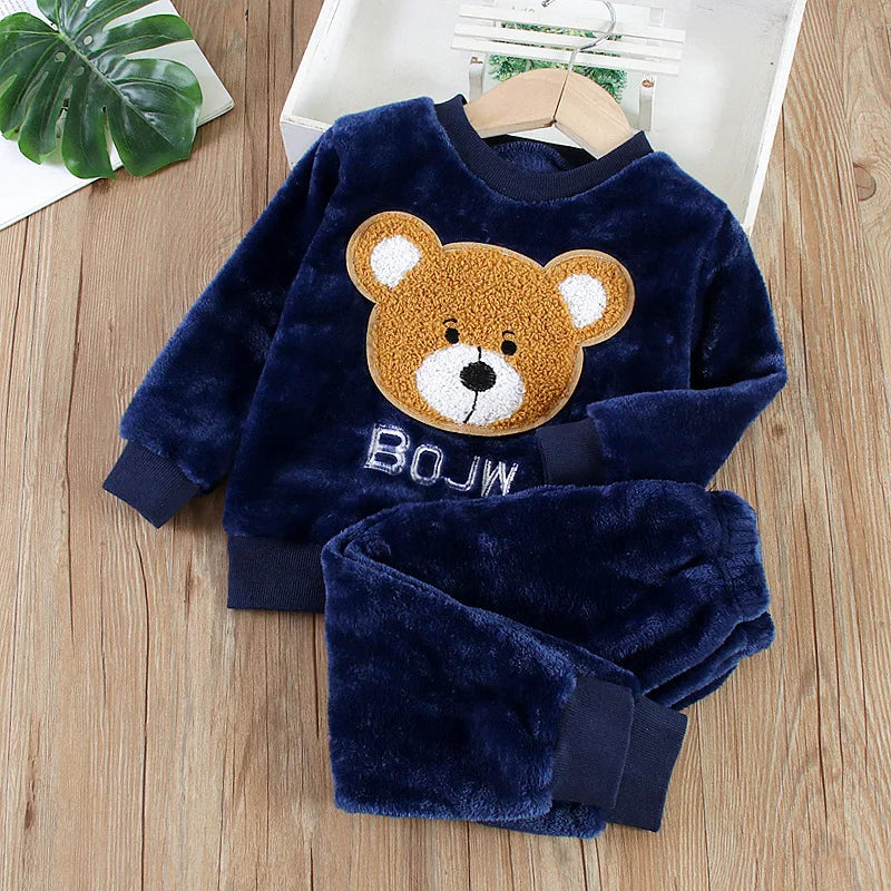 Pijama Franela Bebé Conjunto - Terciopelo Coral Cálido Dibujos Animados 2 Piezas - Huellitas de Vida