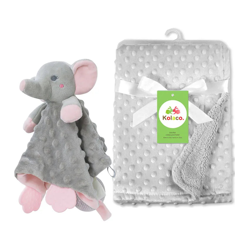 Set Manta Personalizada Muñeco Seguridad Bebé - Manta Nombre Animal Cochecito Regalo 2 Piezas - Huellitas de Vida