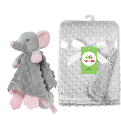Set Manta Personalizada Muñeco Seguridad Bebé - Manta Nombre Animal Cochecito Regalo 2 Piezas - Huellitas de Vida