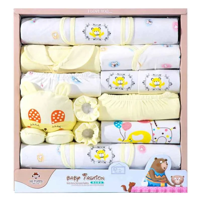 Gift box 18piece/lot Newborn Baby Clothes For Girls Boys Sets 100% Cotton Infant Spring Autumn Soft Boy Clothing New born Hat