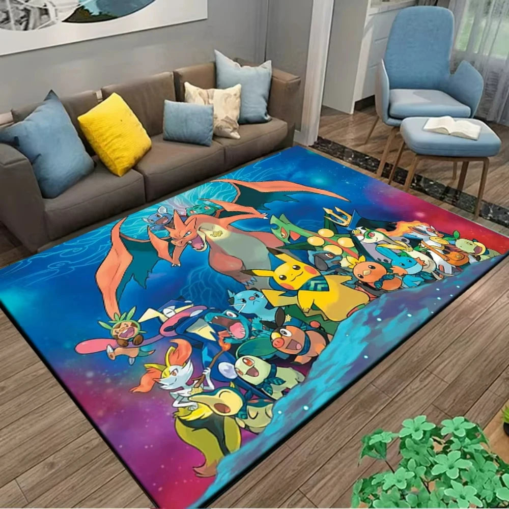 Alfombra Pikachu Pokémon 120x160cm - Tapete Antideslizante Habitación Niños Sala Juegos Anime - Huellitas de Vida
