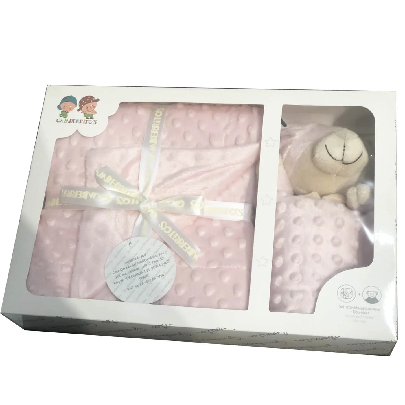 Set Manta Bubble Doudou Osito Bebé - Manta Suave Textura Relieve Regalo Nacimiento