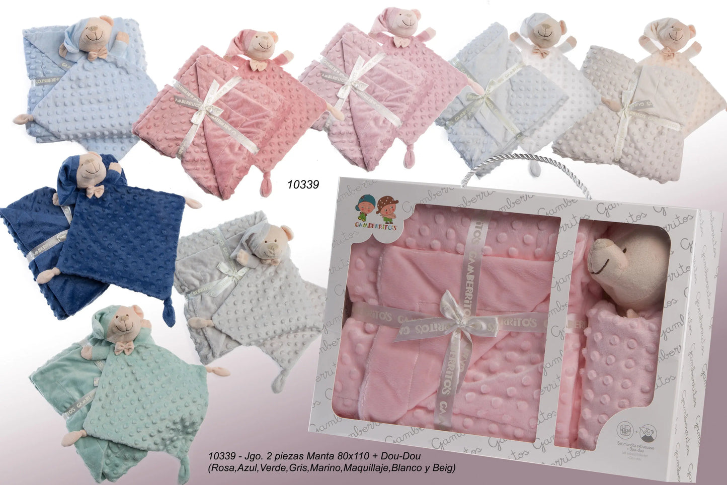 Set Manta Bubble Doudou Osito Bebé - Manta Suave Textura Relieve Regalo Nacimiento