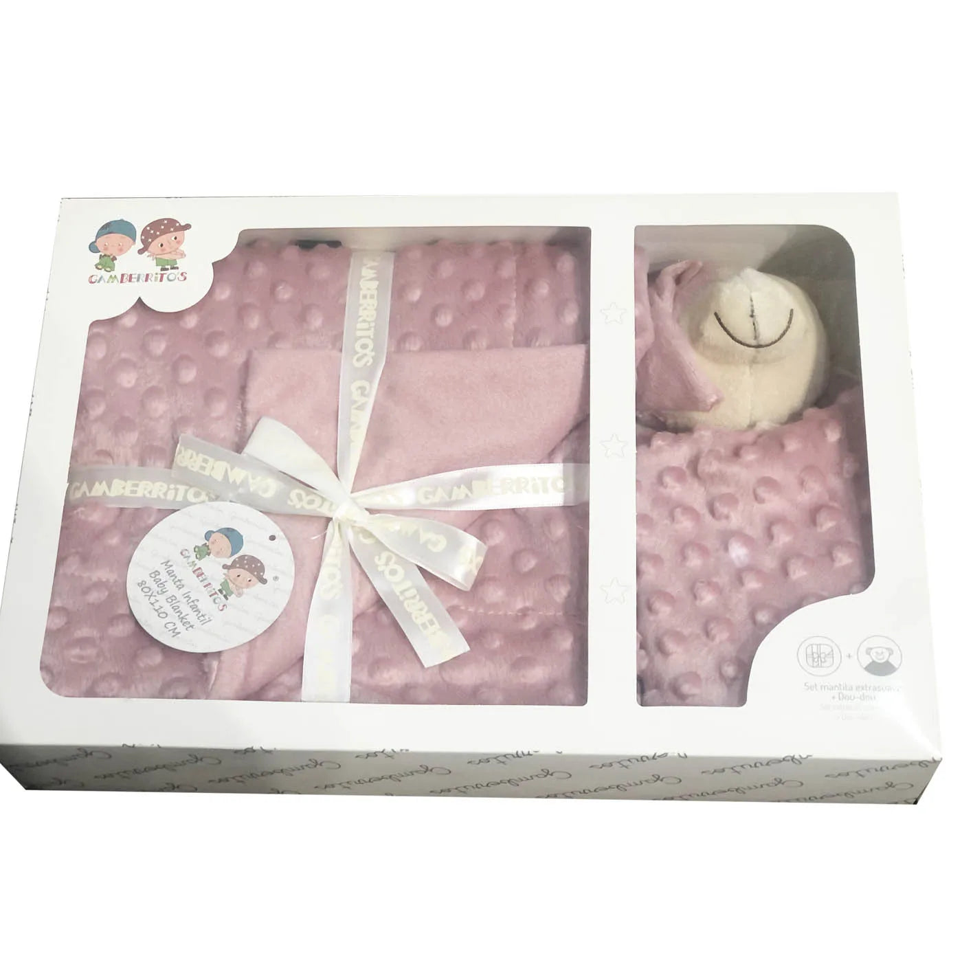Set Manta Bubble Doudou Osito Bebé - Manta Suave Textura Relieve Regalo Nacimiento