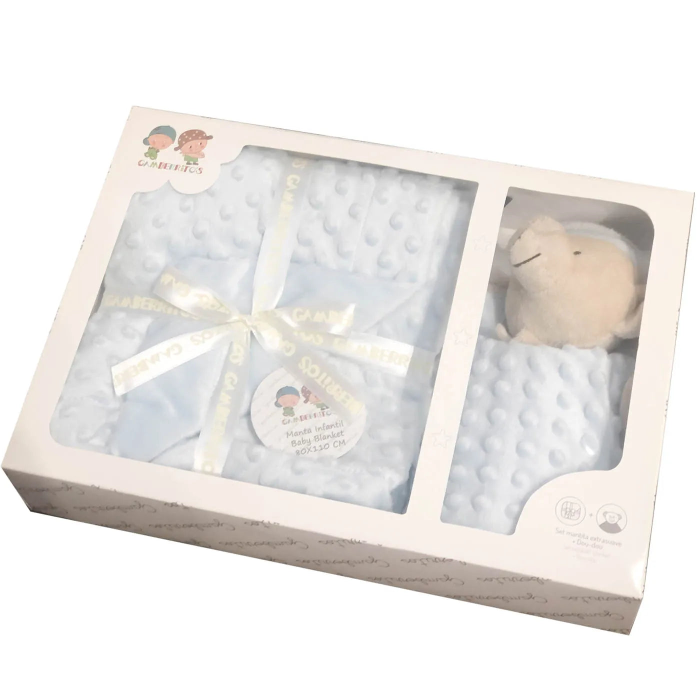 Set Manta Bubble Doudou Osito Bebé - Manta Suave Textura Relieve Regalo Nacimiento