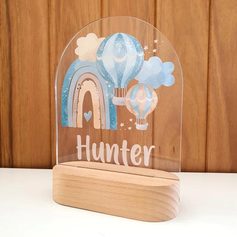Luz Nocturna Personalizable Bebé - Lámpara Colorida Regalo Infantil - Huellitas de Vida