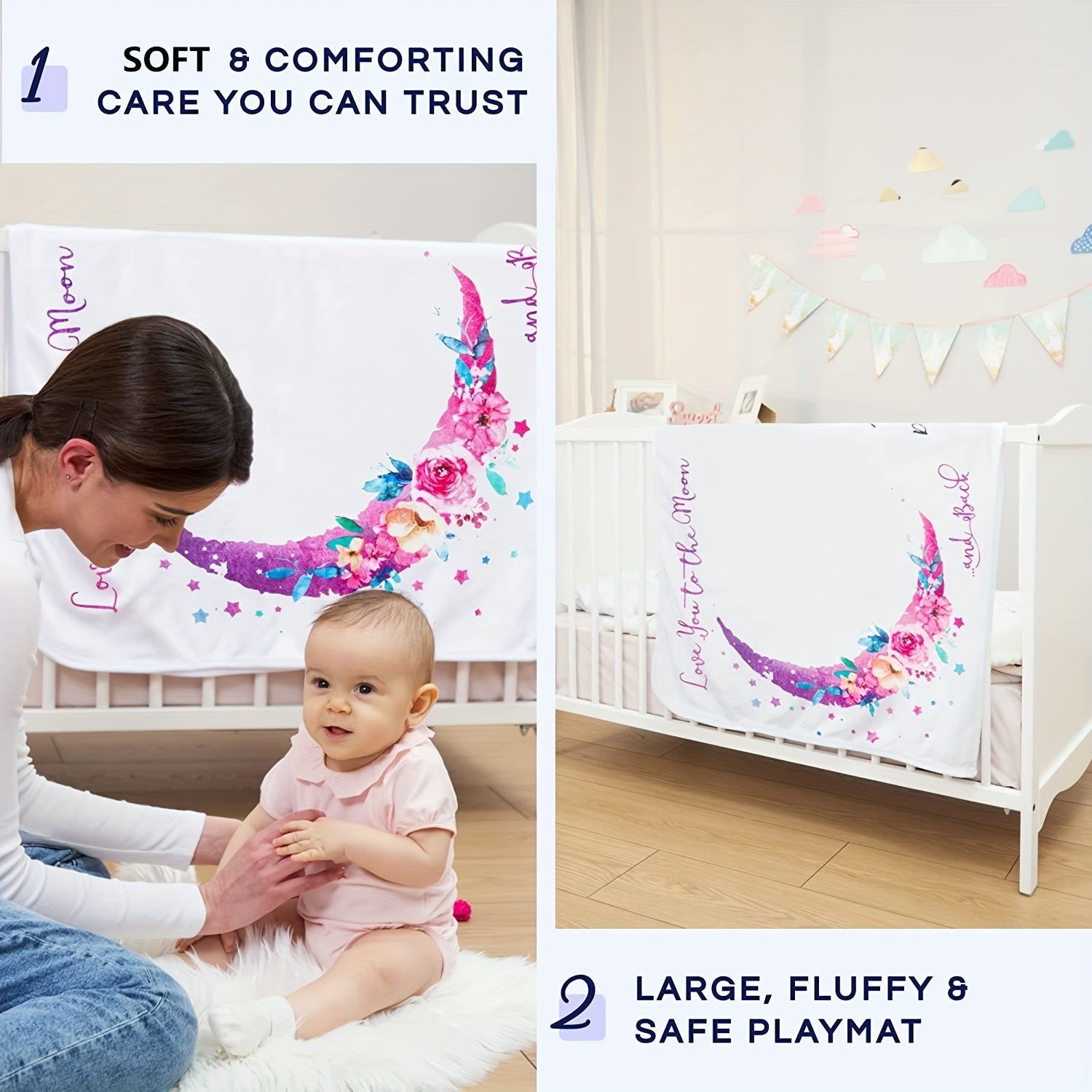Manta Calendario Lunar Bebé Extra Grande - Fotografía Primer Año Hitos Mensuales Niñas Regalo - Huellitas de Vida
