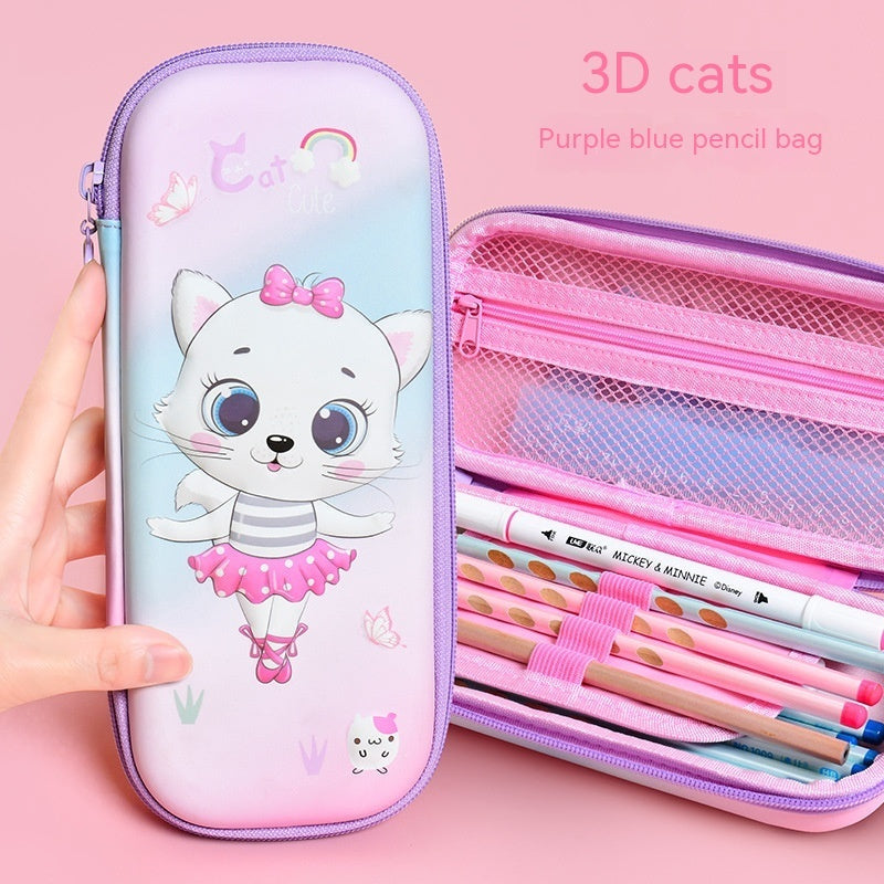 Estuche Escolar 3D Gran Capacidad Vuelta al Cole - Organizador Cartoon para Niños - Huellitas de Vida
