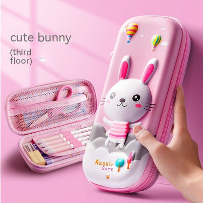 Estuche Escolar 3D Gran Capacidad Vuelta al Cole - Organizador Cartoon para Niños - Huellitas de Vida