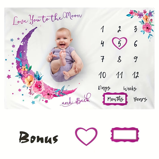 Manta Calendario Lunar Bebé Extra Grande - Fotografía Primer Año Hitos Mensuales Niñas Regalo - Huellitas de Vida